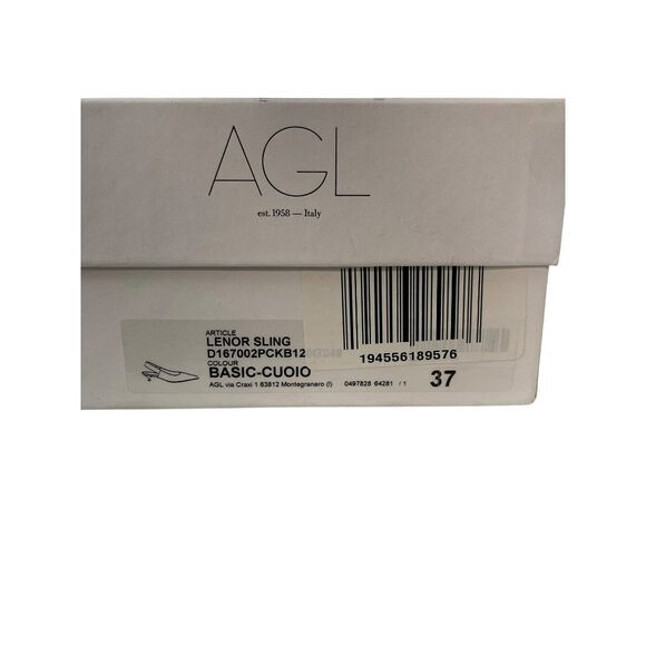AGL Lenor Nude Pointed Toe Slingback Kitten Heel Shoes NEW Sz 37 / US 7 - Picture 9 of 10